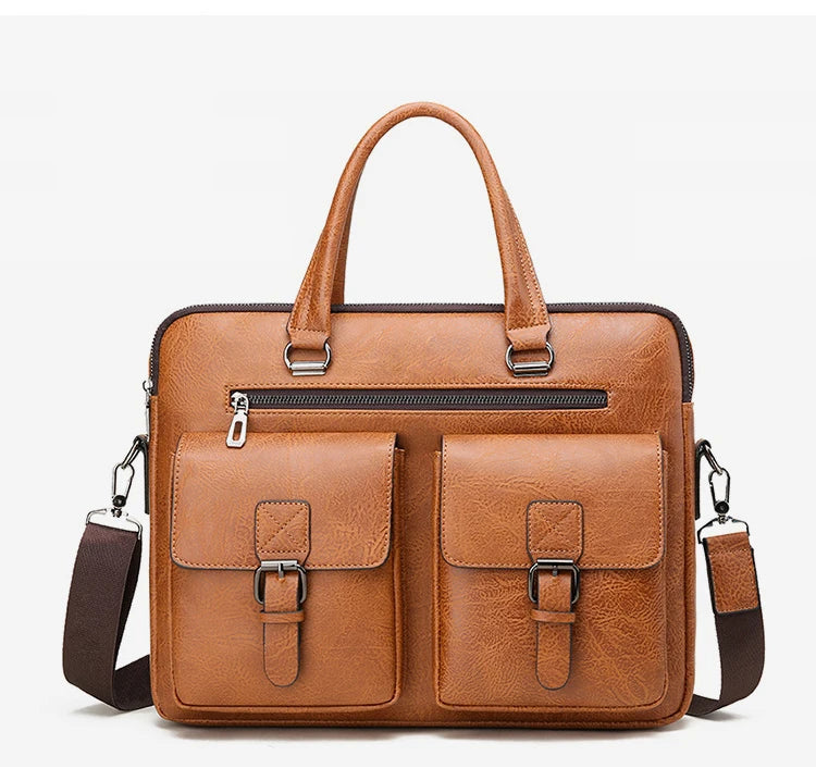 Luxury Brand Man Business Briefcase Bag PU Leather Messenger