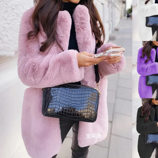 Autumn Winter Long Faux Fur Coat Jacket 2024 Women Thick Warm Coats Wo - Main View