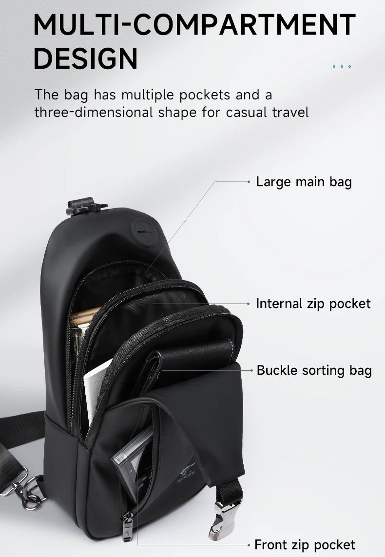 Septwolves Business Thin Printed Leather Crossbody Sling Bag Man