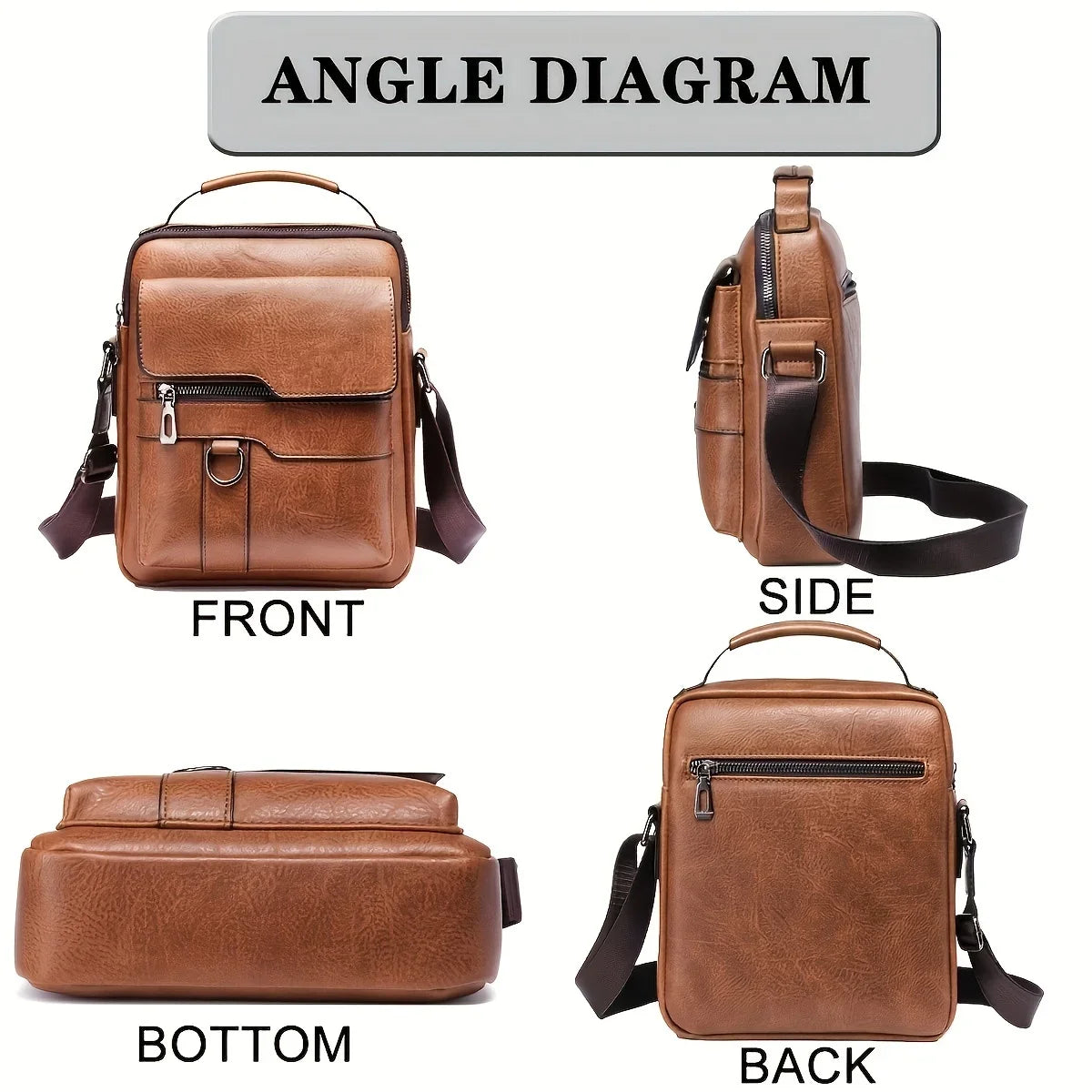 Men's Crossbody Bags Business Flap Male Solid Messenger Bag Travel