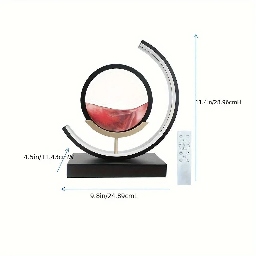 Moving Sand Art Picture In Motion, 3D Sand Lamp Round Sand Picture Lamp 3 Colors - Detail View