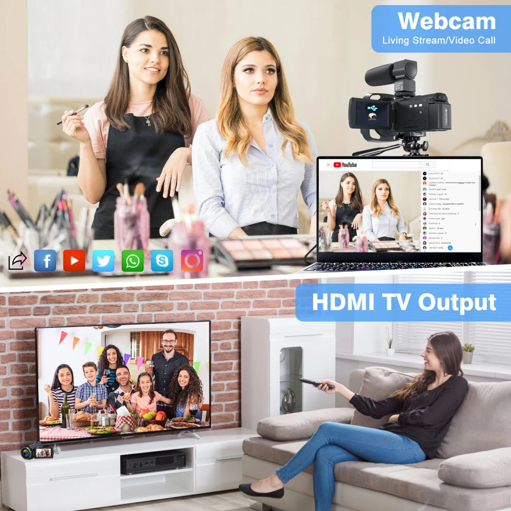 4K Video Camera Camcorder 48MP UHD WiFi IR Night Vision Vlogging