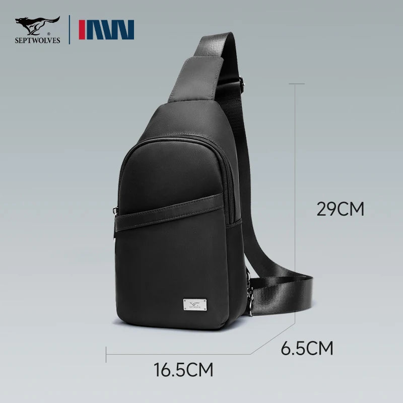 Septwolves Business Thin Printed Leather Crossbody Sling Bag Man