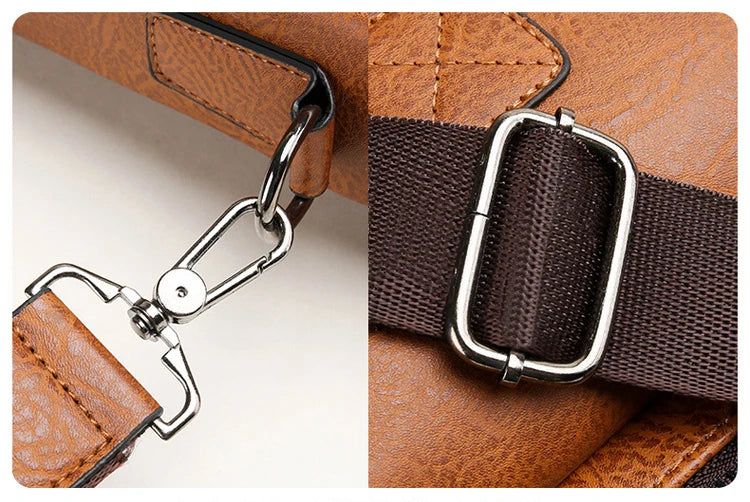 Luxury Brand Man Business Briefcase Bag PU Leather Messenger