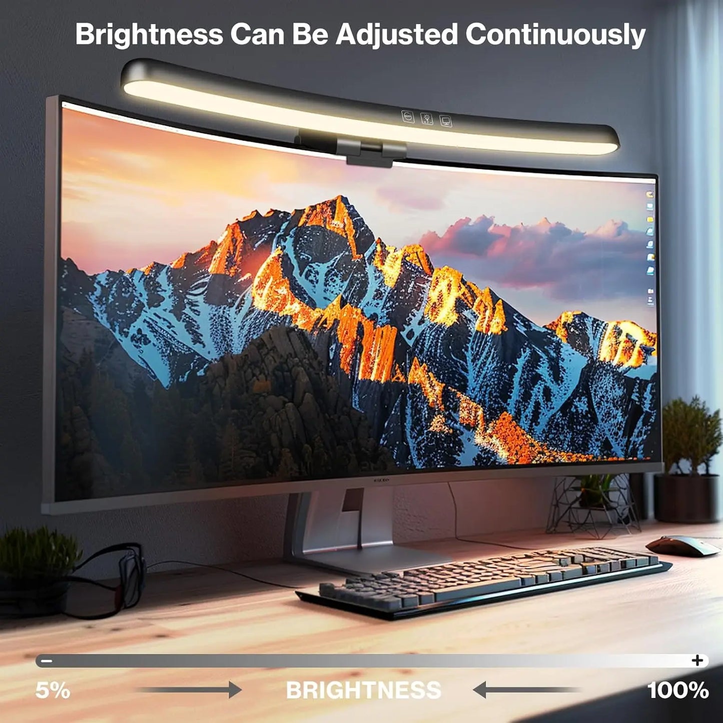 Curved Monitor Light Bar, Stepless Dimming USB Desk Lighting Lamp Applicable to  - Main View