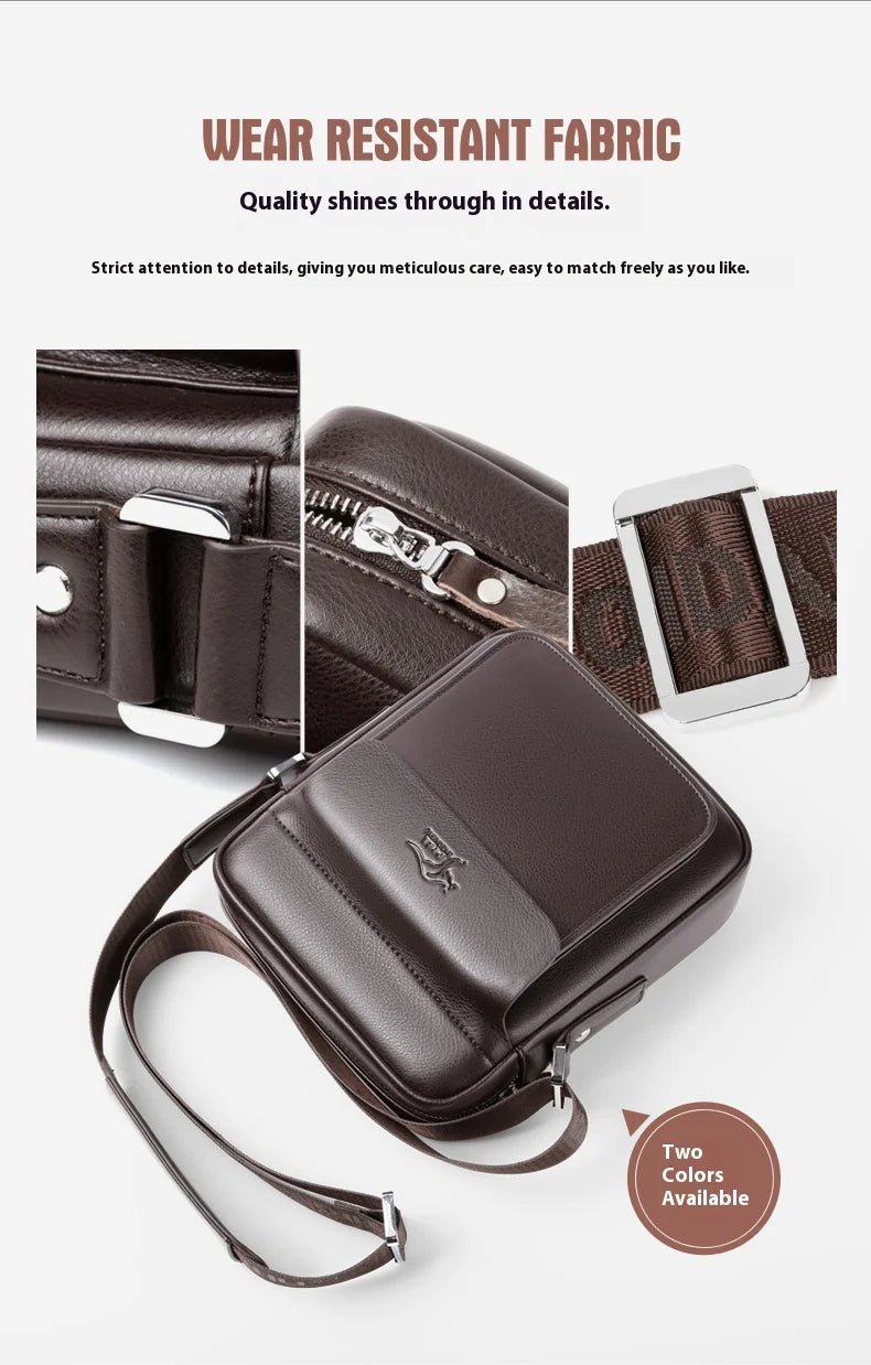 PU Leather Crossbody Bag for Men - Square Sling Shoulder Bag with
