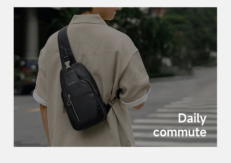 Septwolves Business Thin Printed Leather Crossbody Sling Bag Man