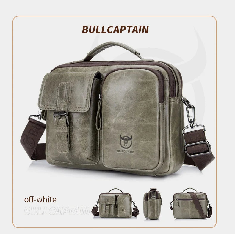 BULLCAPTAIN New Genuine Leather Men Crossbody Bag Male Briefcase