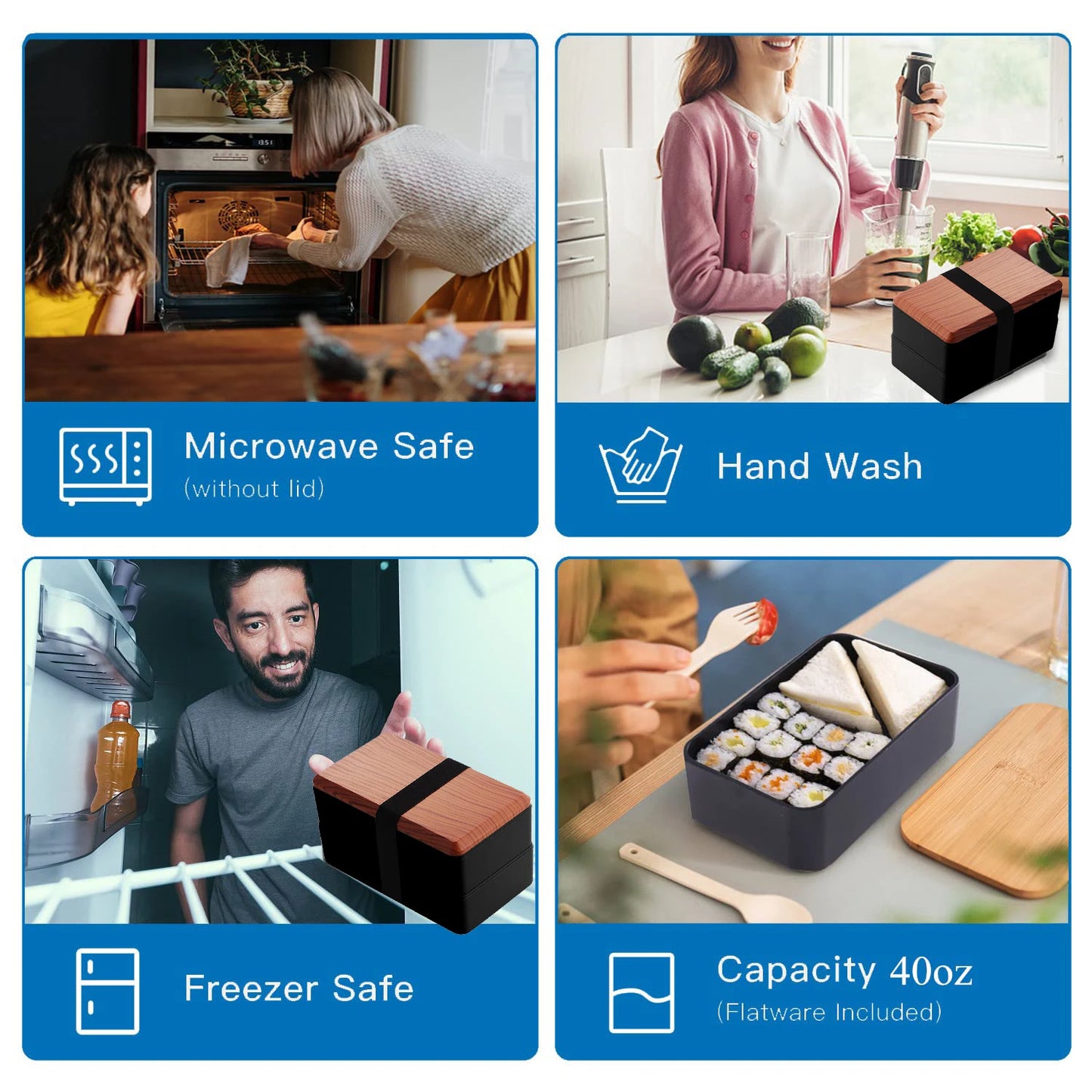 Untior Divided Lunch Box Picnic Microwave Japanese Bento Box Double