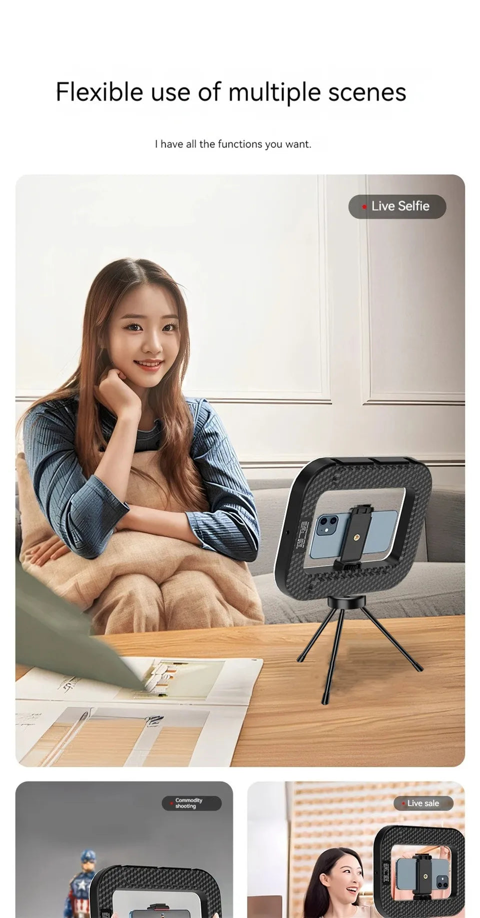 New Handheld Ring LED Rechargeable Fill light Mobile Phone Live