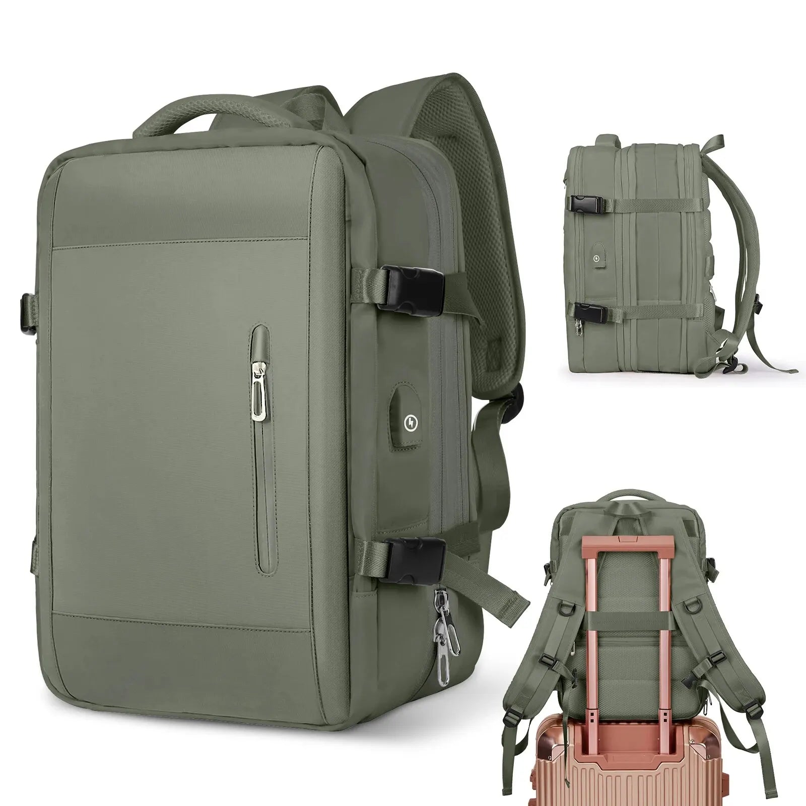 Likros Men Backpack Business Travel Backpack Carry on Waterproof Expandable Back - Back View