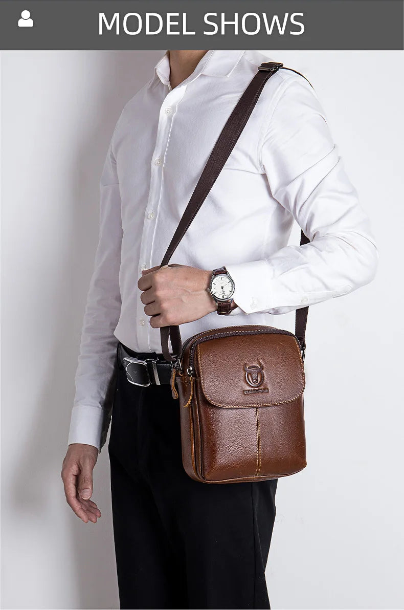 BULLCAPTAIN Leather Men's Messenger Bag Business Shoulder Bags