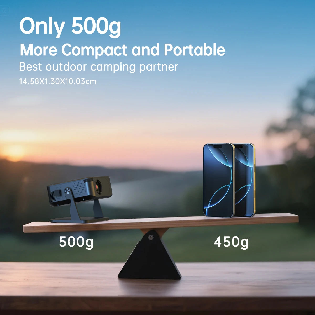 Portable 650ANSI Projector Native 1080P Android 11 Auto Focus & Keystone 4K 360° Rotate Wifi6 BT5.2 Airmouse Home Theater - Close-up View