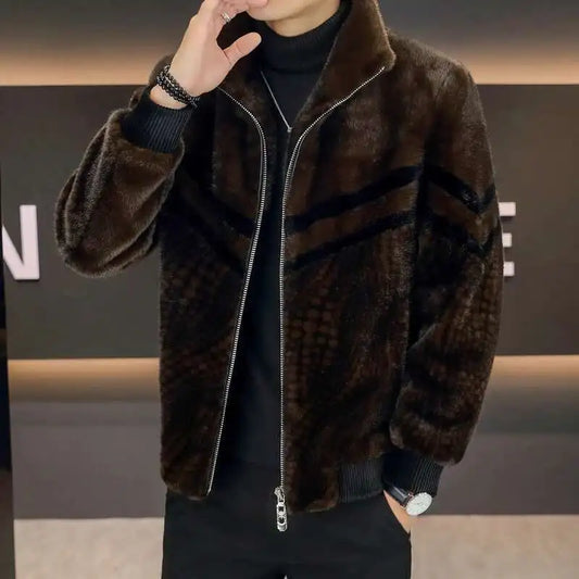 High Quality Gold Mink Fur Thick Woolen Fur Jacket Jaqueta De Couro Masculina Wi - Main View
