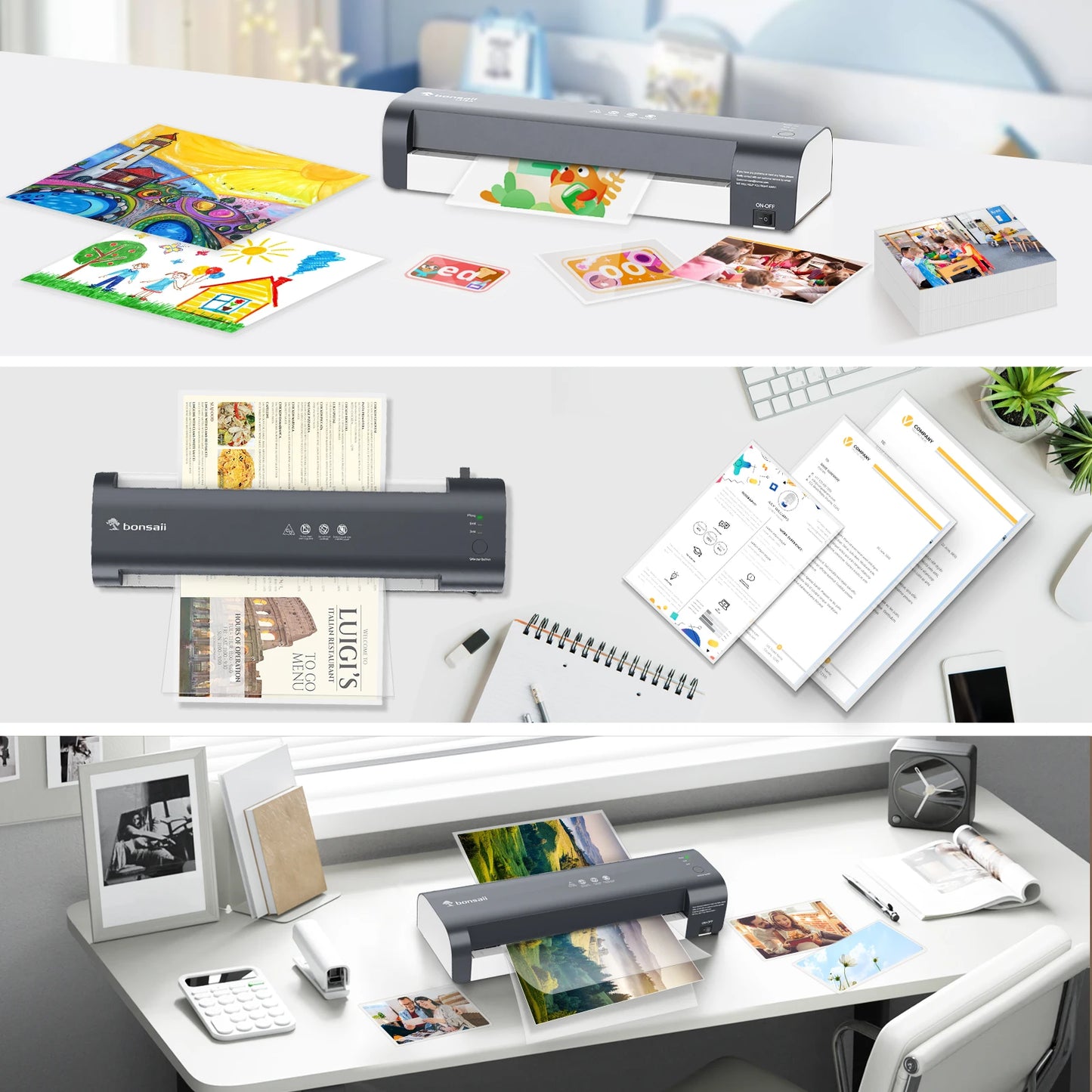 BONSAII Laminator 13 inch A3 - Never Jam Smart Temp - Close-up