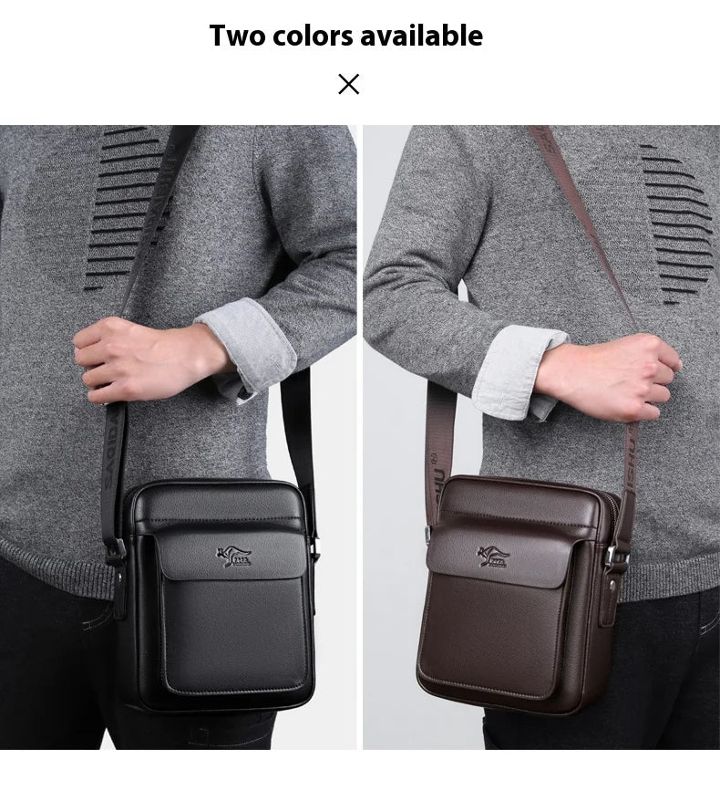 PU Leather Crossbody Bag for Men - Square Sling Shoulder Bag with