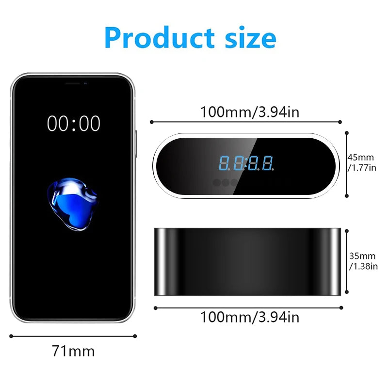 Full HD 1080P Alarm Clock Mini Camera Wireless Wifi Control IR Night