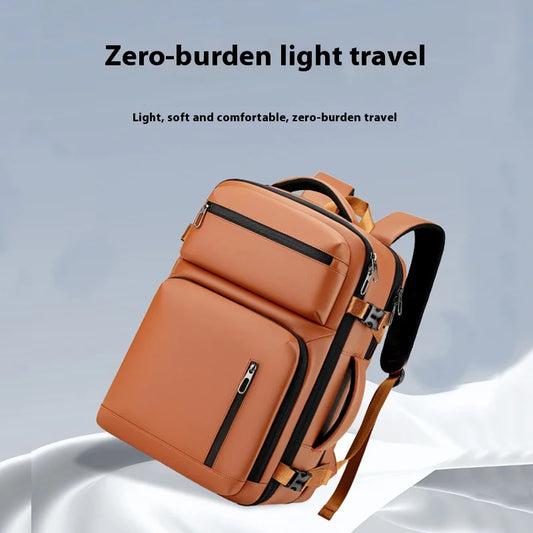 Commuting laptop backpack, expandable, premium orange, waterproof casual backpack, 15.6 inches, large capacity travel back...
