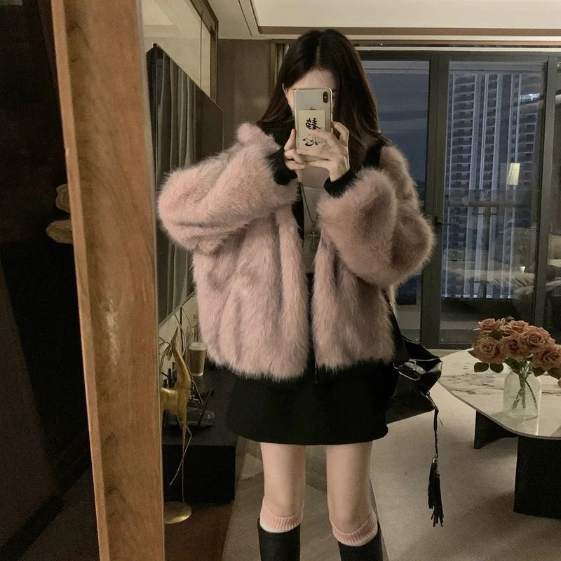 Double Sided Winter Coat Women Clothing Imitation Mink Fur Fur Hooded Cotton Jacket Female Warm Cott - Additional view